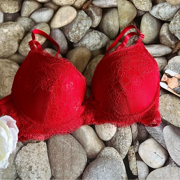NWT RED LACE BRA-34C - Picture 1 of 3